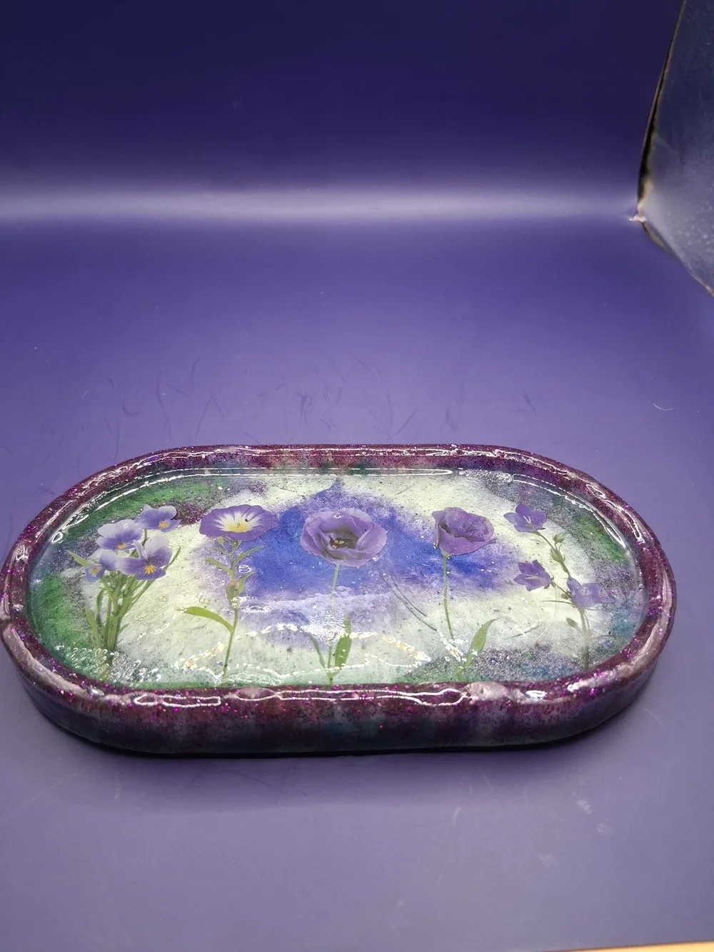 Handmade Purple Floral Decorative Tray